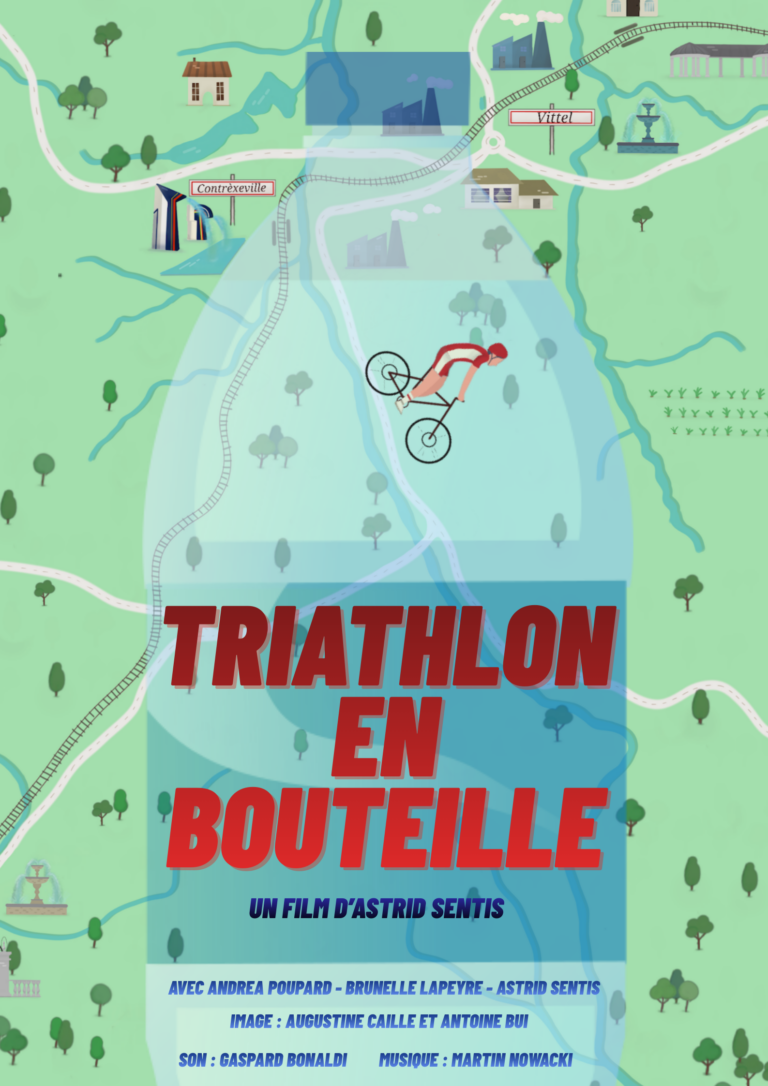 affiche triathlon en bouteille