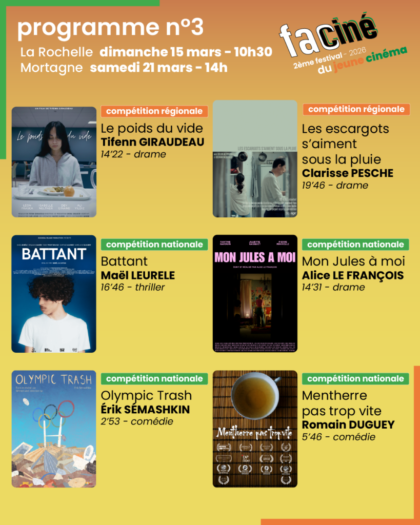 programme 3 court-métrages faciné 2026